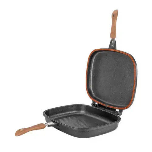 Tigaie Dubla Grill NeoKlein NK-IDGR36, 36CM, Inductie (Negru)