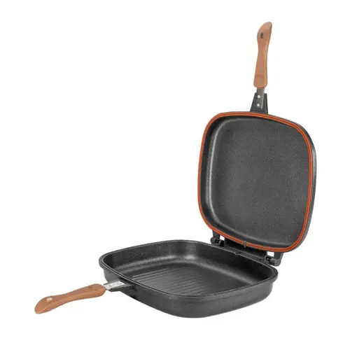 Tigaie Dubla Grill NeoKlein NK-IDGR36, 36CM, Inductie (Negru)