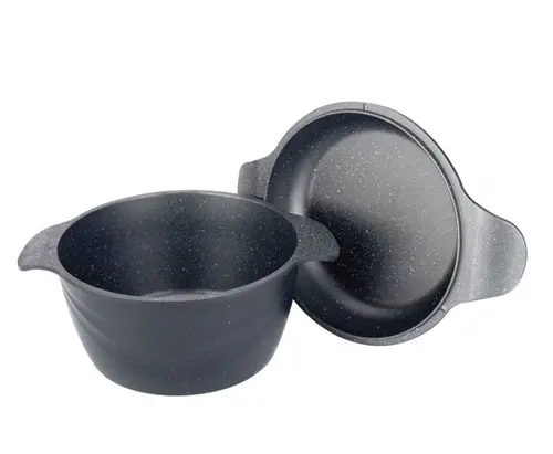 Oala Neoklein CS18-Black 2in1, cu capac ce poate fi folosit ca tigaie, 18 cm, 1.8 L, aluminiu turnat, invelis anti-aderent (Negru)