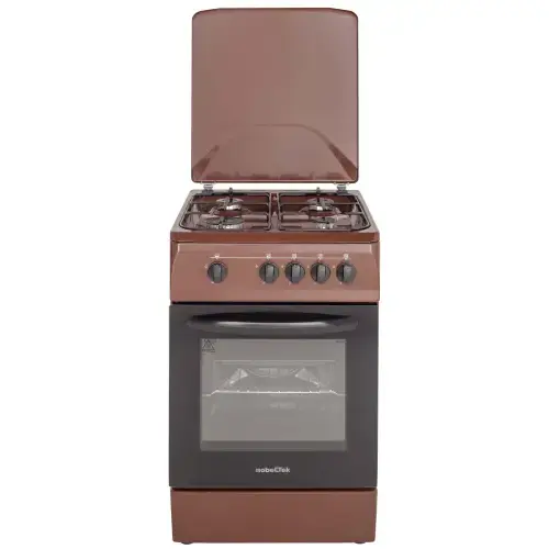 Aragaz NobelTek NLT 5601M/G1, Gaz, 4 arzatoare, Dispozitiv siguranta plita si cuptor, 50 x 60 cm (Maro)