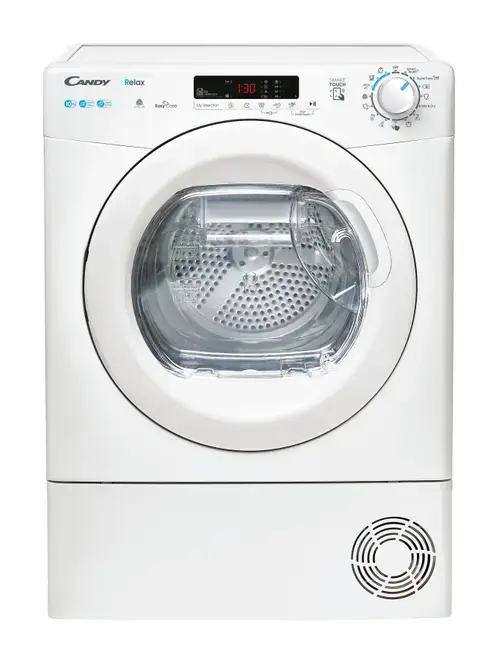 Uscator de rufe Candy CRE H10A2DE-S, Pompa de caldura, EasyCase, Kilo detector, 10 kg , Clasa E (Alb)