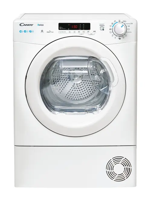 Uscator de rufe Candy CRE H10A2DE-S, Pompa de caldura, EasyCase, Kilo detector, 10 kg , Clasa E (Alb)