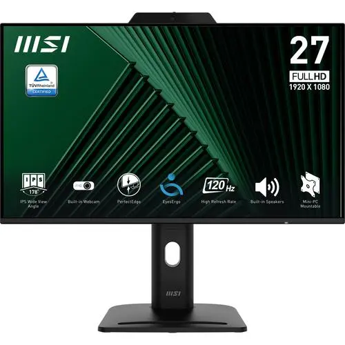 Monitor IPS LED MSI 27inch PRO MP272PMG, Full HD (1920 x 1080), VGA, HDMI, DisplayPort, Boxe, Pivot, 120 Hz, 1 ms (Negru)