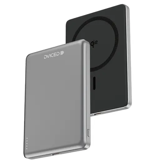 Acumulator extern Dviced DV400007 Qi2 Ultrathin, Wireless, 15 W, MagSafe, 5000mAh (Negru/Gri)