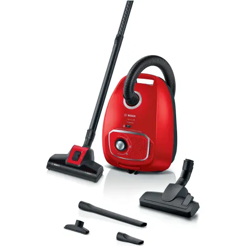 Aspirator cu sac Bosch Seria 4 BGB41PET1, ProAnimal, 700W, 4 l, Control electronic rotativ, Sistem PowerProtect, Perie AirTurbo Pro (Rosu)