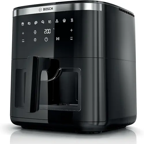 Friteuza cu aer cald Bosch Series 6, MAF671B0, 7. 2 L, 7 Programe Predefinite, Fereastra Iluminata pentru Vizualizare, Gatire cu Pana la 65% Mai Rapida (Negru)