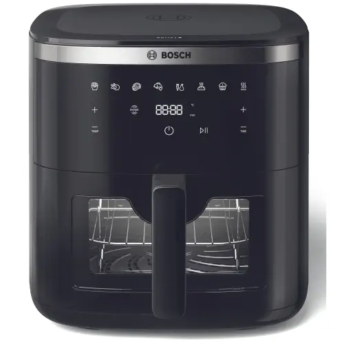 Friteuza cu aer cald Bosch MAF671B1, 1800W, 8 programe, Capacitate 7.2 l, set grill, Touch control, afisaj digital, curatare usoara, fereastra de monitorizare (Negru)