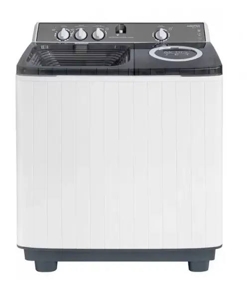 Masina de spalat rufe semi-automata Nobeltek NSWM 12.7S, 12 kg spalare, 7 kg stoarcere, 450 W spalare, 195 W stoarcere, timp spalare 0-15 min, timp stoarcere 0-5 min, evacuare apa uzata: prin cadere libera (Alb/Argintiu)