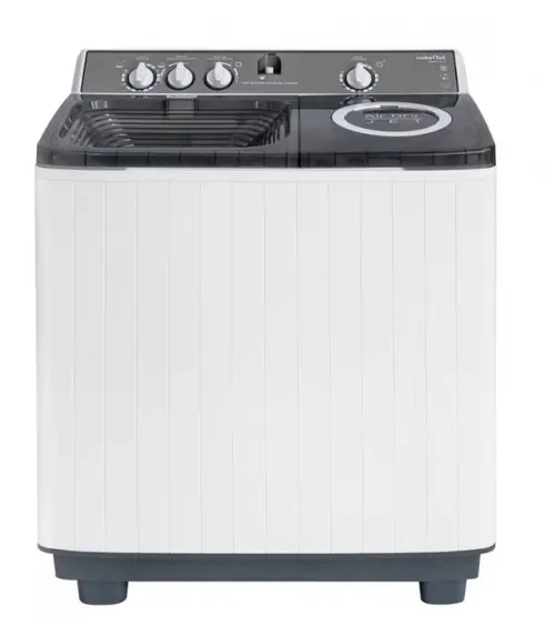 Masina de spalat rufe semi-automata Nobeltek NSWM 12.7S, 12 kg spalare, 7 kg stoarcere, 450 W spalare, 195 W stoarcere, timp spalare 0-15 min, timp stoarcere 0-5 min, evacuare apa uzata: prin cadere libera (Alb/Argintiu)