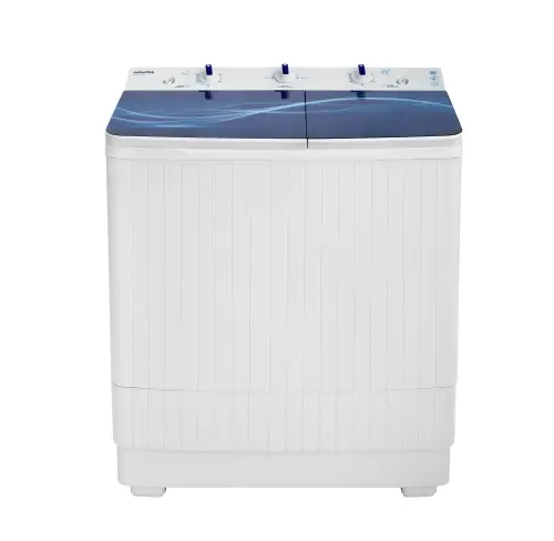 Masina de spalat rufe semi-automata Nobeltek NSWM 5.3B, 5 kg spalare, 2.5 kg stoarecere, 350W spalare, 120W stoarcere, timp spalare 0-15 min, timp stoarcere 0-5 min, evacuare apa uzata: prin cadere libera (Alb/Albastru)