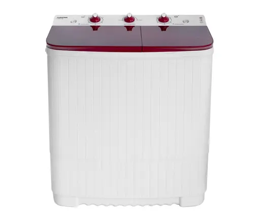 Masina de spalat rufe semi-automata Nobeltek NSWM 5.3R, 5 kg spalare, 2.5 kg stoarecere, 350W spalare, 120W stoarcere, timp spalare 0-15 min, timp stoarcere 0-5 min, evacuare apa uzata: prin cadere libera (Alb/Rosu)