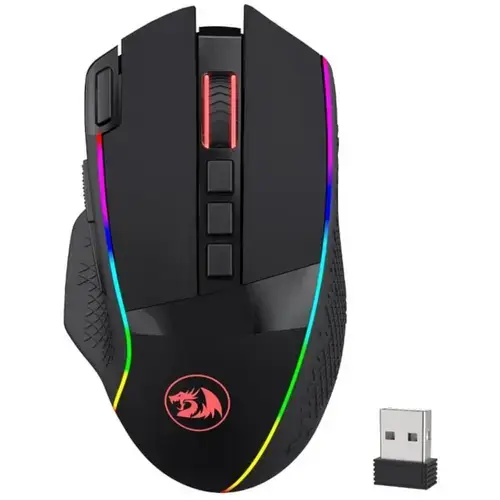 Mouse Gaming Redragon Enlightment Pro, iluminare RGB, Wired, Wireless 2.4Ghz, Bluetooth (Negru)