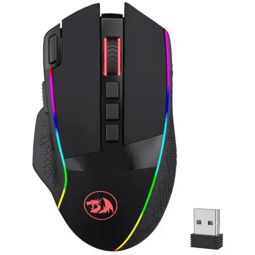 Mouse Gaming Redragon Enlightment Pro, iluminare RGB, Wired, Wireless 2.4Ghz, Bluetooth (Negru)