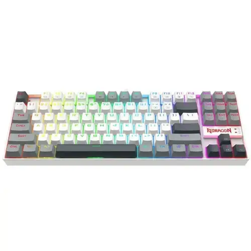 Tastatura Gaming Redragon Kumara, Wired, iluminare RGB, USB (Alb/Gri)
