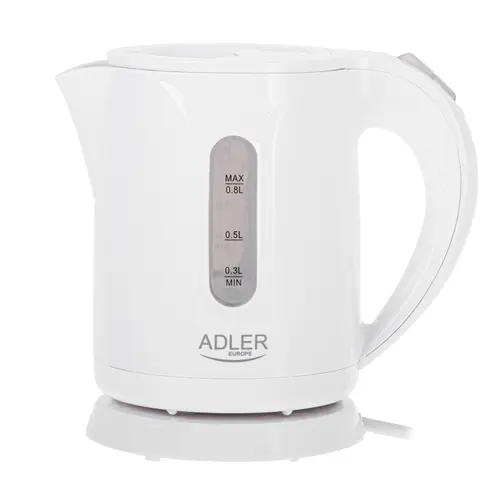 Fierbator de apa Adler AD 1371W, 0.8 l, 850 W, Baza rotativa, Stocare cablu (Alb)