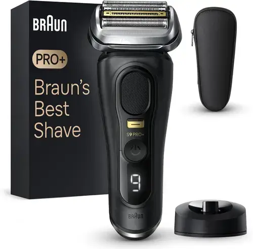 Aparat de ras electric Braun Series 9 Pro+ 9510s, Autonomie 60 minute, Vibratii sonice, Husa de calatorie (Negru)