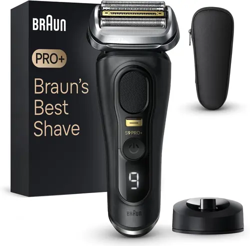 Aparat de ras electric Braun Series 9 Pro+ 9510s, Autonomie 60 minute, Vibratii sonice, Husa de calatorie (Negru)