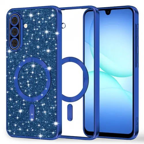 Husa MagSafe pentru Samsung Galaxy A17 4G / A17 5G, Techsuit, Luxury Glitter, Albastra