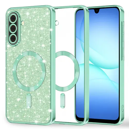 Husa MagSafe pentru Samsung Galaxy A17 4G / A17 5G, Techsuit, Luxury Glitter, Verde Deschis