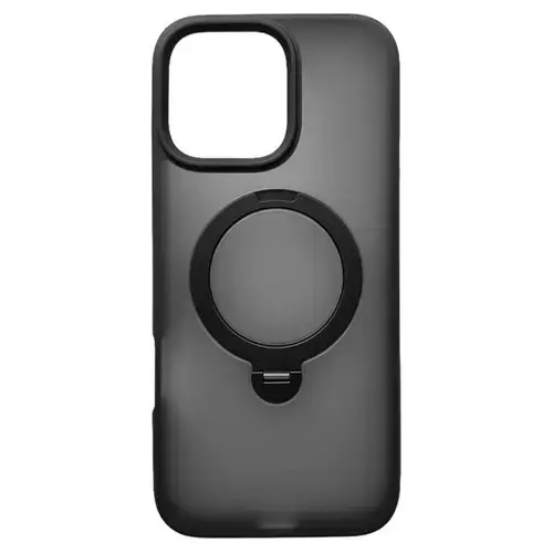 Husa Protectie Spate Lemontti LEMHHSMIXVIPMN Hybrid MagSafe pentru Apple iPhone 16 Pro Max, cu suport rotativ (Negru)