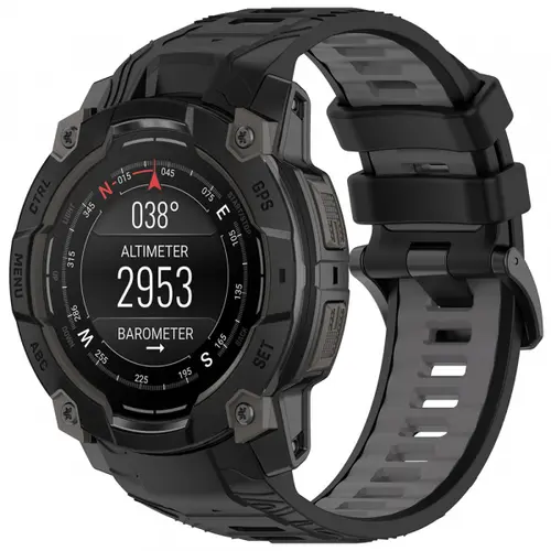 Curea Techsuit W077 pentru Garmin Instinct 3 50mm Solar / Instinct 3 50mm, Negru/Gri