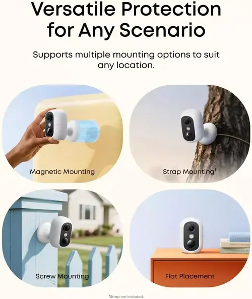 Sistem supraveghere video interior/exterior eufyCam C35 Wireless, IP67, Color Night Vision, Set HomeBase Mini + 4 camere Full HD (Alb)