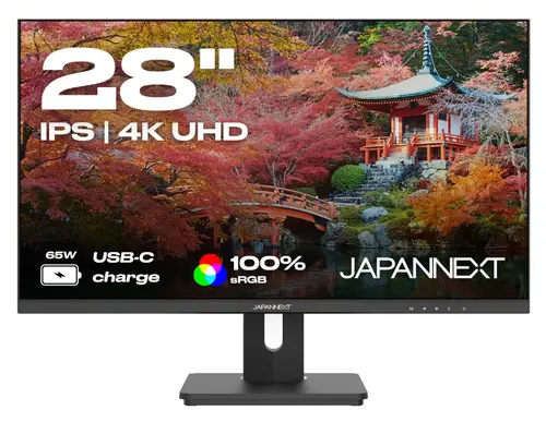 Monitor IPS LED JAPANNEXT 28inch JN-IPS282UHDR-C65W, UHD (3840 x 2160), HDMI, DisplayPort, Boxe, Pivot (Negru)