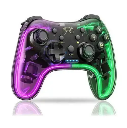 Gamepad Havit G180BT, Wireless, iluminare RGB pentru Android/PS4/PS5 (Transparent)