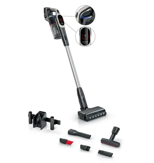 Aspirator vertical Bosch Unlimited 9 BCS931GAC, Recipient 0.4 l, 18 V, Autonomie 60 min, 3 moduri curatare, Sistem anti-incalcire (Negru)