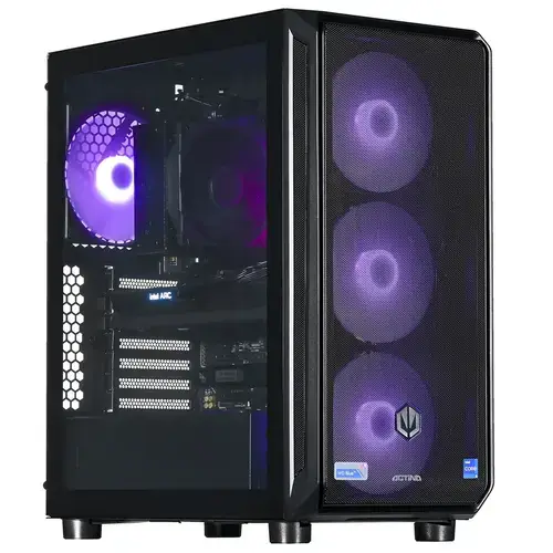 Calculator Sistem PC Gaming Actina KOMACNGIP0175 Midi Tower Powered by Endorfy, Procesor AMD Ryzen™ 5 8400F, 6 cores, 4.2GHz up to 4.7GHz, 16MB, 32GB DDR5, 1TB SSD, Intel Arc B580 12GB GDDR6, Wi-Fi, Bluetooth, No OS (Negru)