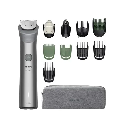 Aparat de Tuns Multifunctional 11 in 1 Philips Series 5000 Series MG5941/15, Acumulator, Autonomie 120 min (Argintiu)