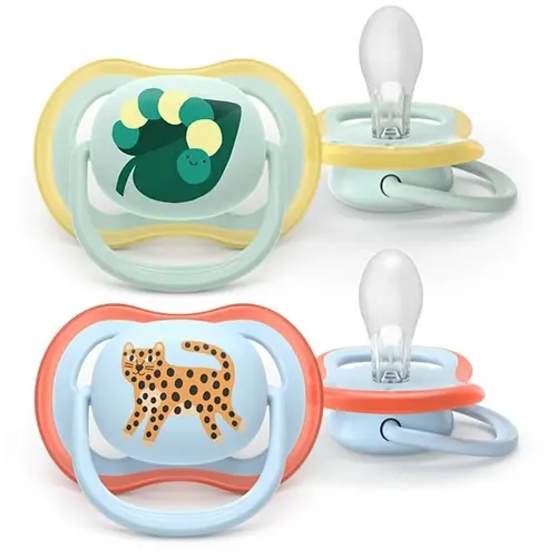 Set 2 suzete Philips Avent Ultra Air SCF087/02 care lasa pielea bebelusului sa respire, ortodontice, fara BPA, 0-6 luni (Multicolor)
