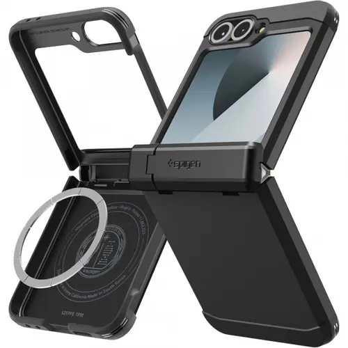 Husa MagSafe pentru Samsung Galaxy Z Flip7 FE F761 / Z Flip6 F741, Spigen, Tough Armor Pro, Neagra