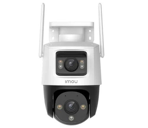 Camera supraveghere IP Wi-Fi cu lentila duala Full-Color IMOU Cruiser Dual IPC-S7XP-8M0WED-0360B-IMOU, 5+3 MP, 2x 3.6 mm, IR/lumina alba 30 m, microfon si difuzor, slot card (Alb)