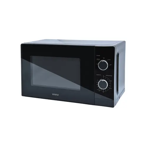 Cuptor cu microunde VIVAX MWO-2071B, Capacitate 20L, Putere 700W, Control mecanic, 5 niveluri de putere, Timer, Functie dezghetare dupa greutate, Geam sticla (Negru)