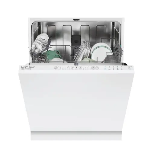 Masina de spalat vase incorporabila CANDY Rapido CI 3E6L0W, 13 seturi, 5 programe, Clasa E, WiFi+Ble, Wash & Dry 49', Motor Speed-Drive Inverter, 60 cm (Alb)