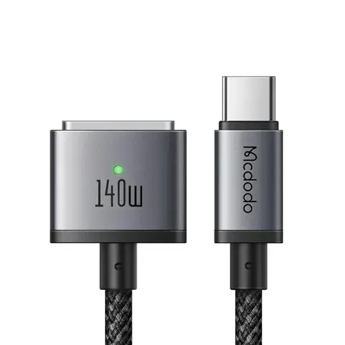 Cablu de date Mcdodo CA-1470, pentru MacBook Pro 16 inch (2021/2023), MacBook Air (2022), MacBook Pro 14 inch (2021/2023) Type-C la MagSafe 3, Fast Charger 140W, Indicator LED, 2m, Negru