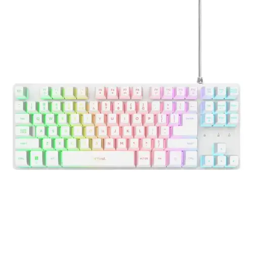 Tastatura Trust GXT 833 Thado TKL, iluminare RGB, Wired, USB (Alb)