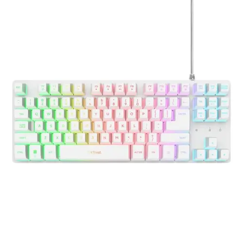 Tastatura Trust GXT 833 Thado TKL, iluminare RGB, Wired, USB (Alb)