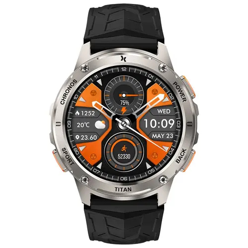 Smartwatch Maxcom FW110CZ Titan Chronos, Ecran 1.43” AMOLED Corning Gorilla Glas, IP69K, 5ATM (Argintiu)