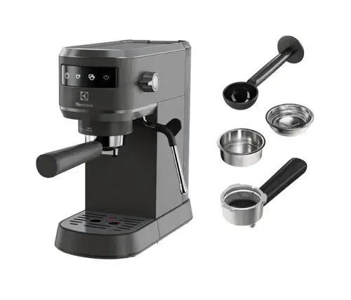 Espressor manual Electrolux Explore 6 E6EC1-B6ST, 1400W, 15 bar, 1l, suport incalzit pentru cesti, tehnologie Thermo-Block pentru incalzire rapida, Auto-Shot Volume Control, optiune apa fierbinte, notificare decalcifiere (Negru)