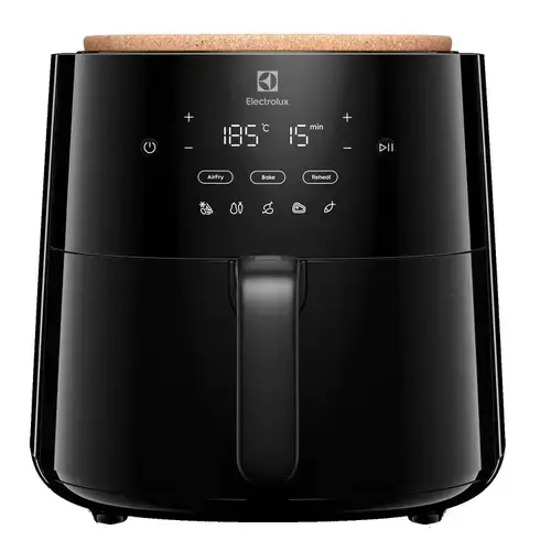 Friteuza cu aer cald Electrolux 700 XL EAF5B, 1500 W, Capacitate 5L, 1.4 kg cartofi prajiti, display digital, 3 moduri gatire, 5 programe automate, timer 99 min, avertizare acustica pentru amestecare ingrediente (Negru)