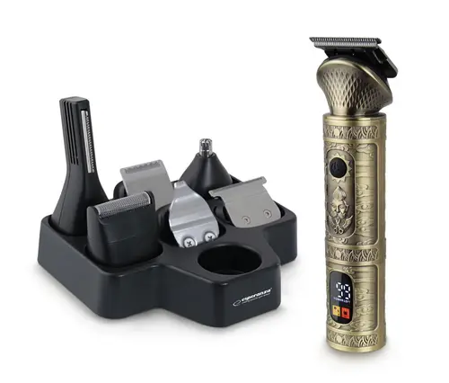 Aparat de tuns multifunctional Esperanza EBC006 7-in-1, Autonomie 90 minute, 8 piepteni, Trimmer (Auriu)
