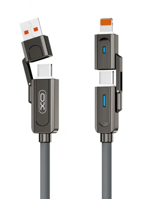 Cablu Date si Incarcare USB-C / USB-A - USB-C / Lightning XO Design NB275, 60W, 1m, Negru