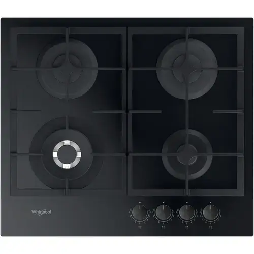 Plita incorporabila Whirlpool AKTL 629/NB1, Gaz, 7800 W, 4 Zone, Sticla, 59 cm (Negru)