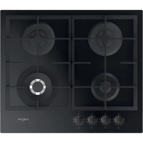 Plita incorporabila Whirlpool AKTL 629/NB1, Gaz, 7800 W, 4 Zone, Sticla, 59 cm (Negru)