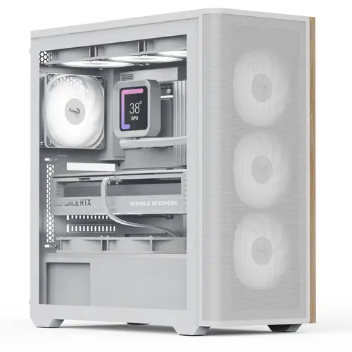 Carcasa AeroCool D501A, Middle Tower, Fara sursa (Alb)