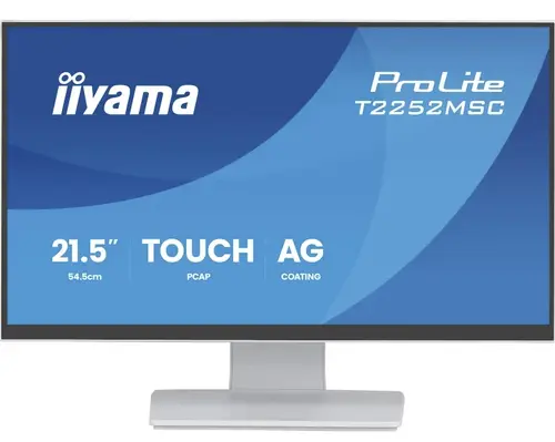 Monitor IPS LED Iiyama 21.5inch T2252MSC-W2AG, Full HD (1920 x 1080), HDMI, DisplayPort, Touchscreen, 100 Hz, 5 ms (Alb)