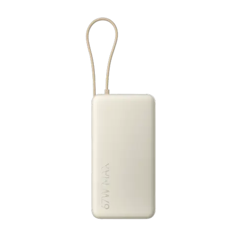 Acumulator extern Xiaomi Power Bank BHR08O7GL, 67W, 20000 mAh, 1x USB Type-C In/Out, Cablu integrat USB-C, USB-A (Bej)