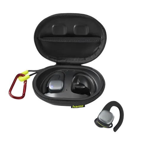 Casti alergare True Wireless Hama Spirit Athletics, Bluetooth, Stereo, IPX5 (Negru/Galben)